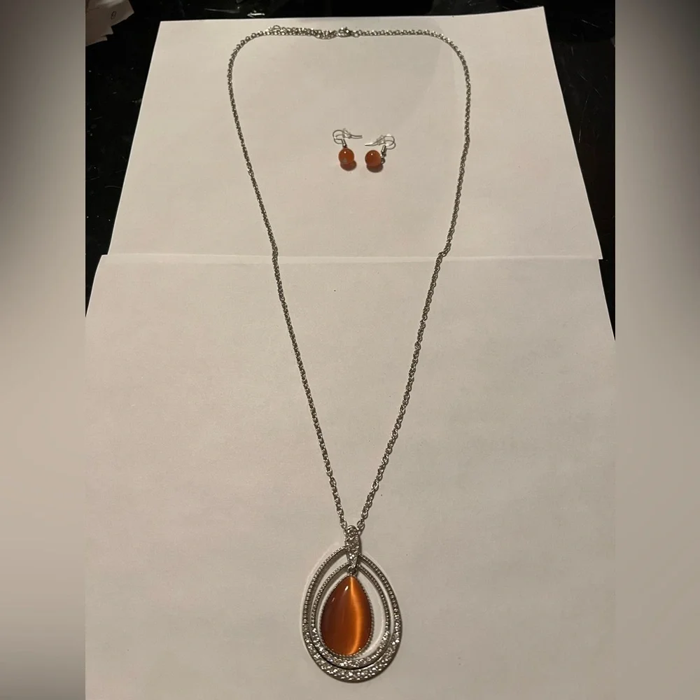 Oval orange cats eye glass set - Picture 3 of 8